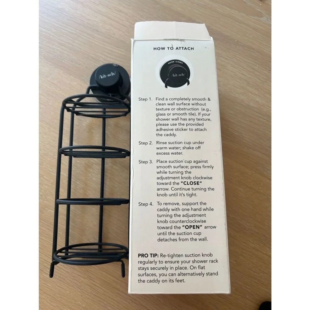 Kitsch Self-Draining Shower Caddy, Black, NWT